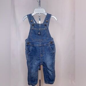 Osh kosh baby b’gosh denim bibs 12M blue jean overalls classic snap coveralls
